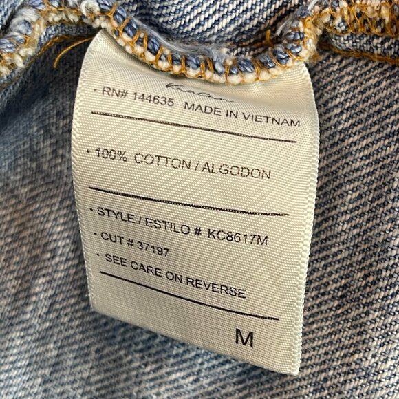 Kancan Women Grunge Punk Hip Hop Trucker Crop Destroyed Denim Jacket Stretch M - Picture 9 of 14